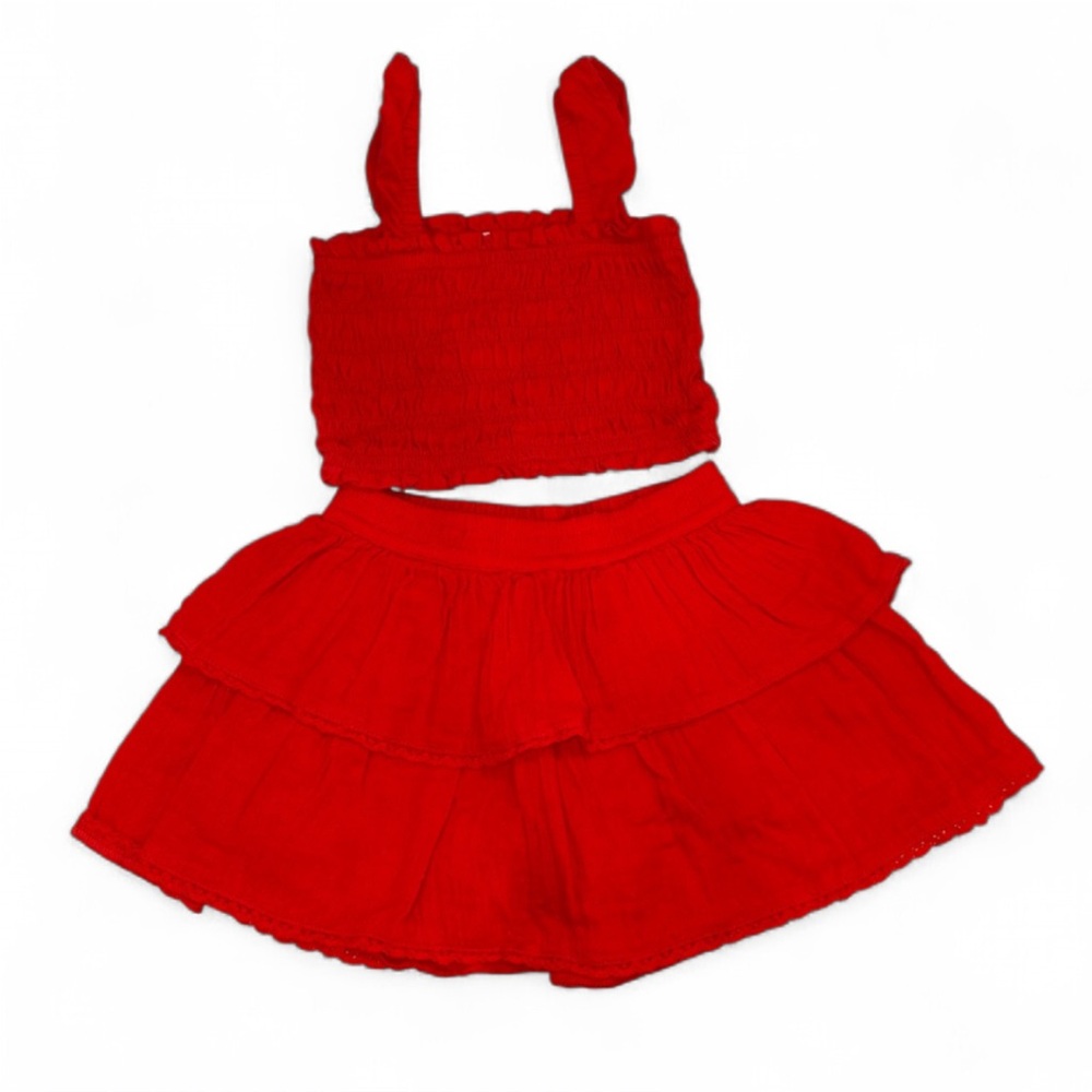Gap Kids Girls' Smocked Matching Set Red Tank Top and Skort Set- XS